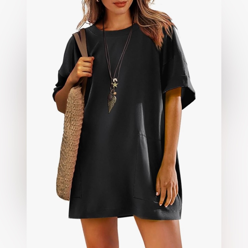 Forever 21 Black T-Shirt Dress | Boyfriend Fit | Casual Mini Dress - Picture 3 of 9